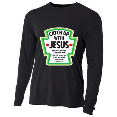 Catch Up With Jesus Funny Christian Faith Cooling Performance Long Sleeve Crew