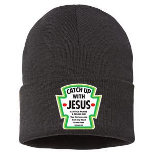 Catch Up With Jesus Funny Christian Faith Sustainable Knit Beanie