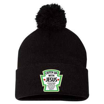 Catch Up With Jesus Funny Christian Faith Pom Pom 12in Knit Beanie