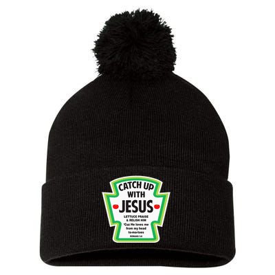 Catch Up With Jesus Funny Christian Faith Pom Pom 12in Knit Beanie