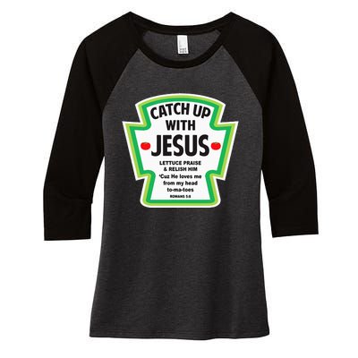 Catch Up With Jesus Funny Christian Faith Women's Tri-Blend 3/4-Sleeve Raglan Shirt