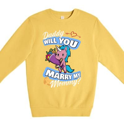 Cute Unicorn Wedding Offer Daddy Will You Marry My Mommy Great Gift Premium Crewneck Sweatshirt