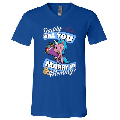 Cute Unicorn Wedding Offer Daddy Will You Marry My Mommy Great Gift V-Neck T-Shirt