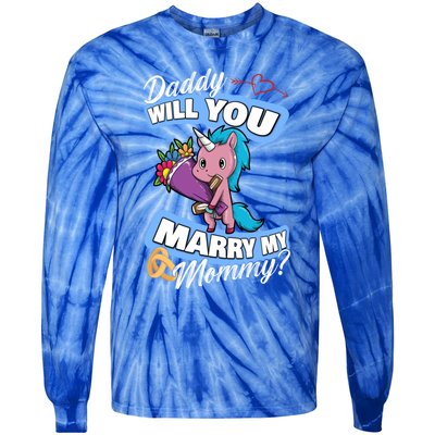 Cute Unicorn Wedding Offer Daddy Will You Marry My Mommy Great Gift Tie-Dye Long Sleeve Shirt