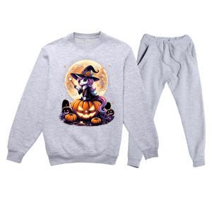 Cute Unicorn Witch Pumpkin Halloween Daughter Premium Crewneck Sweatsuit Set