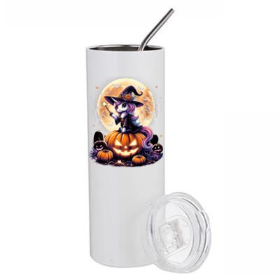 Cute Unicorn Witch Pumpkin Halloween Daughter Stainless Steel Tumbler