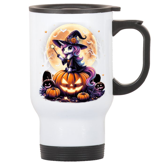 Cute Unicorn Witch Pumpkin Halloween Daughter Stainless Steel Travel Mug