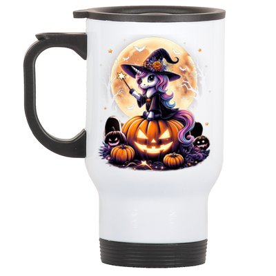 Cute Unicorn Witch Pumpkin Halloween Daughter Stainless Steel Travel Mug