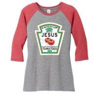 Catch Up With Jesus Vintage Women's Tri-Blend 3/4-Sleeve Raglan Shirt