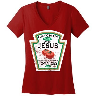 Catch Up With Jesus Vintage Women's V-Neck T-Shirt