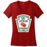 Catch Up With Jesus Vintage Women's V-Neck T-Shirt