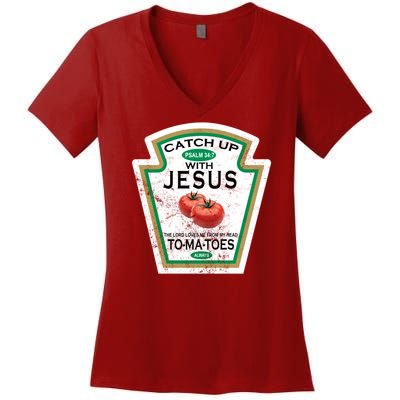 Catch Up With Jesus Vintage Women's V-Neck T-Shirt