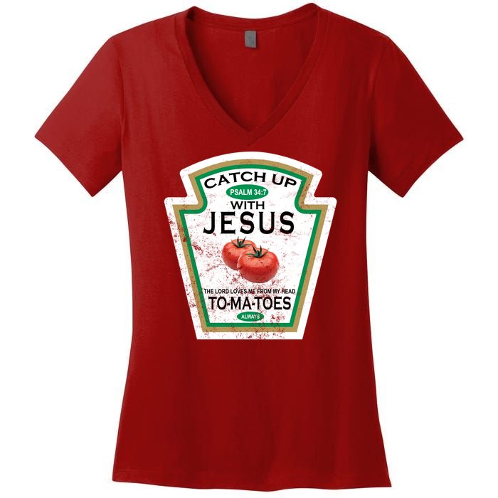 Catch Up With Jesus Vintage Women's V-Neck T-Shirt