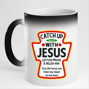 Catch Up With Jesus Ketchup Funny Christian 11oz Black Color Changing Mug