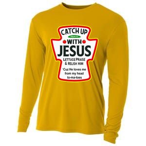 Catch Up With Jesus Ketchup Funny Christian Cooling Performance Long Sleeve Crew