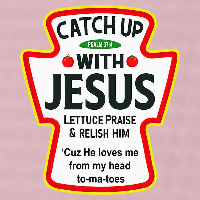 Catch Up With Jesus Ketchup Funny Christian 25L Jumbo Tote