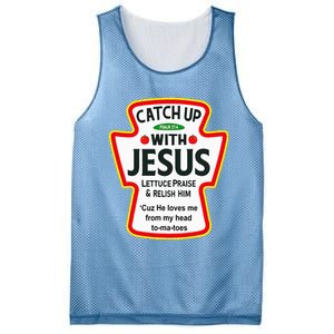 Catch Up With Jesus Ketchup Funny Christian Mesh Reversible Basketball Jersey Tank