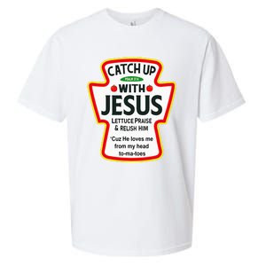 Catch Up With Jesus Ketchup Funny Christian Sueded Cloud Jersey T-Shirt