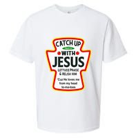 Catch Up With Jesus Ketchup Funny Christian Sueded Cloud Jersey T-Shirt