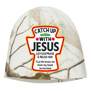 Catch Up With Jesus Ketchup Funny Christian Kati - Camo Knit Beanie