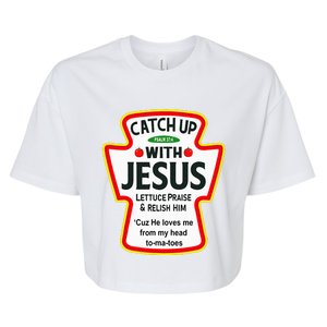 Catch Up With Jesus Ketchup Funny Christian Bella+Canvas Jersey Crop Tee