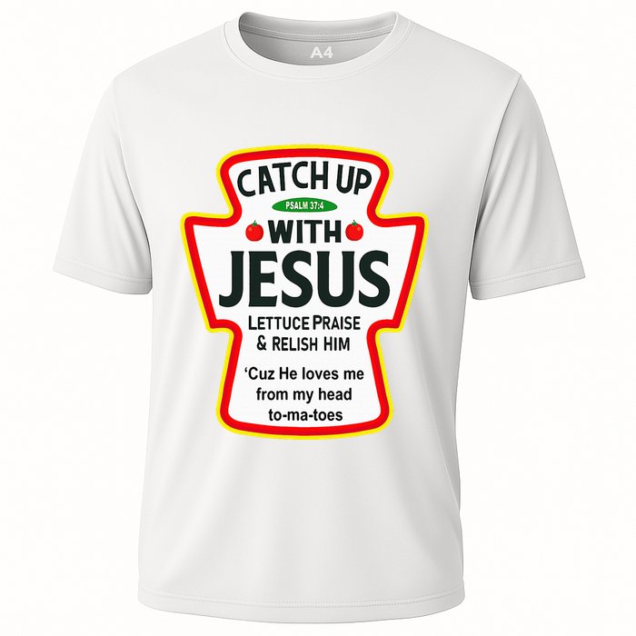 Catch Up With Jesus Ketchup Funny Christian Cooling Performance Crew T-Shirt