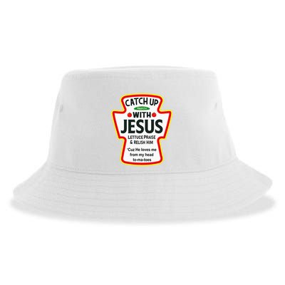Catch Up With Jesus Ketchup Funny Christian Sustainable Bucket Hat