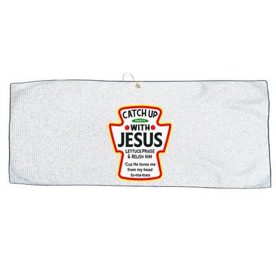 Catch Up With Jesus Ketchup Funny Christian Large Microfiber Waffle Golf Towel