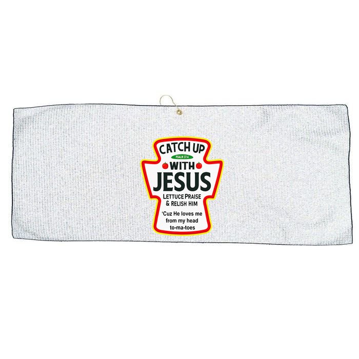 Catch Up With Jesus Ketchup Funny Christian Large Microfiber Waffle Golf Towel