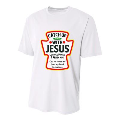 Catch Up With Jesus Ketchup Funny Christian Youth Performance Sprint T-Shirt