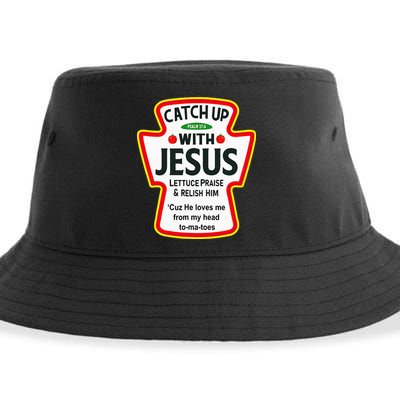 Catch Up With Jesus Ketchup Funny Christian Sustainable Bucket Hat