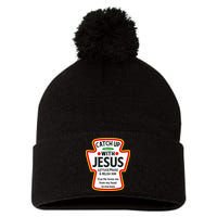 Catch Up With Jesus Ketchup Funny Christian Pom Pom 12in Knit Beanie