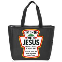 Catch Up With Jesus Ketchup Funny Christian Zip Tote Bag