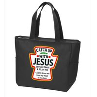 Catch Up With Jesus Ketchup Funny Christian Zip Tote Bag