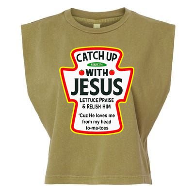 Catch Up With Jesus Ketchup Funny Christian Garment-Dyed Women's Muscle Tee