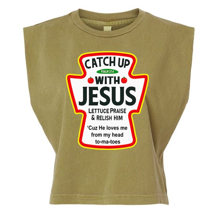 Catch Up With Jesus Ketchup Funny Christian Garment-Dyed Women's Muscle Tee