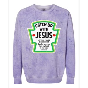 Catch Up With Jesus Funny Christian Faith Colorblast Crewneck Sweatshirt