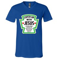 Catch Up With Jesus Funny Christian Faith V-Neck T-Shirt