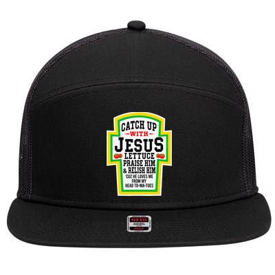 Catch Up With Jesus He Loves Me From My Head To-Ma-Toes 7 Panel Mesh Trucker Snapback Hat
