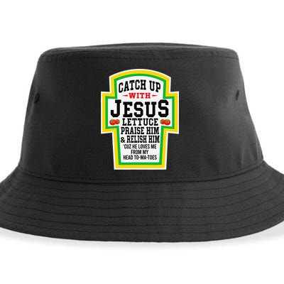 Catch Up With Jesus He Loves Me From My Head To-Ma-Toes Sustainable Bucket Hat