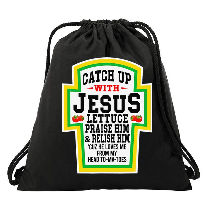Catch Up With Jesus He Loves Me From My Head To-Ma-Toes Drawstring Bag