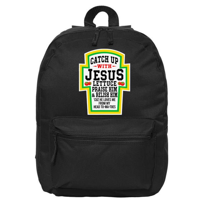 Catch Up With Jesus He Loves Me From My Head To-Ma-Toes 16 in Basic Backpack