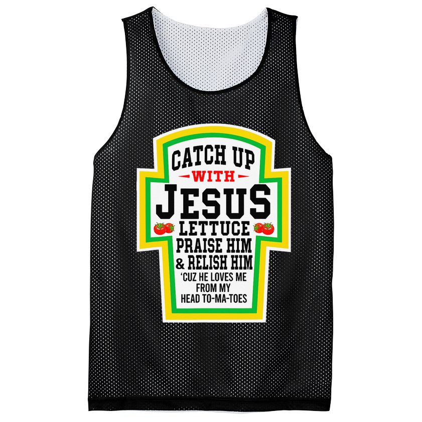 Catch Up With Jesus He Loves Me From My Head To-Ma-Toes Mesh Reversible Basketball Jersey Tank