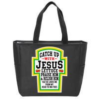 Catch Up With Jesus He Loves Me From My Head To-Ma-Toes Zip Tote Bag