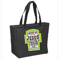Catch Up With Jesus He Loves Me From My Head To-Ma-Toes Zip Tote Bag