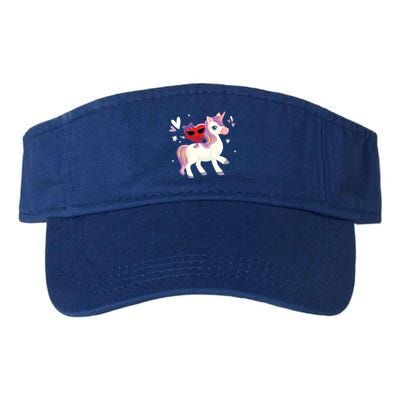 Cute Unicorn With A Heart Valentines Day Gift Valucap Bio-Washed Visor