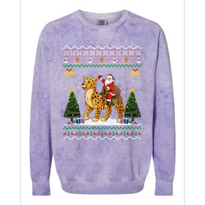 Cheetah Ugly Xmas Gift Santa Riding Cheetah Christmas Great Gift Colorblast Crewneck Sweatshirt