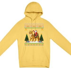 Cheetah Ugly Xmas Gift Santa Riding Cheetah Christmas Great Gift Premium Pullover Hoodie