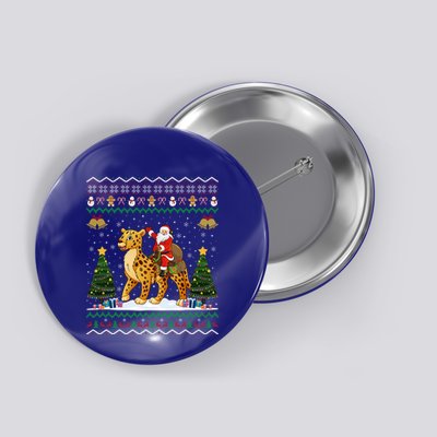 Cheetah Ugly Xmas Gift Santa Riding Cheetah Christmas Great Gift Button