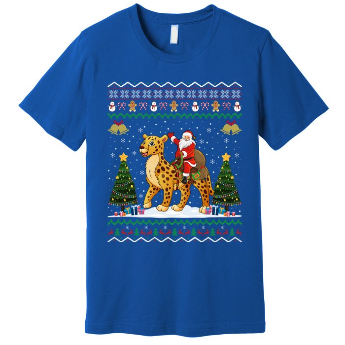 Cheetah Ugly Xmas Gift Santa Riding Cheetah Christmas Great Gift Premium T-Shirt